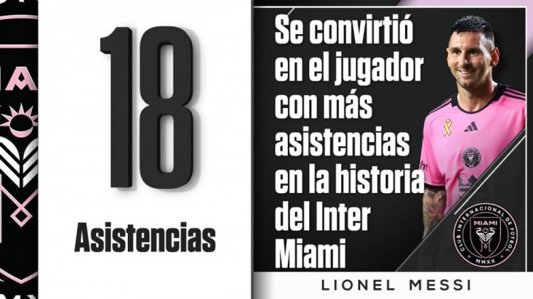进球、助攻皆登顶！梅西18助荣膺迈阿密国际队史助攻王